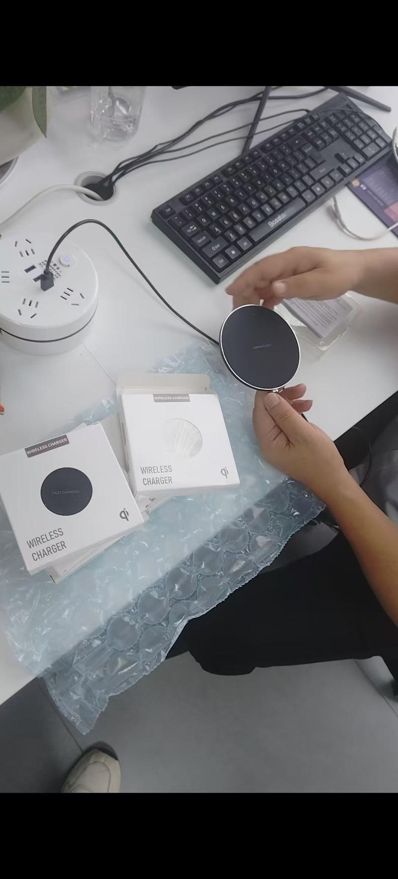 Inspecting wireless charger product quality before shipment